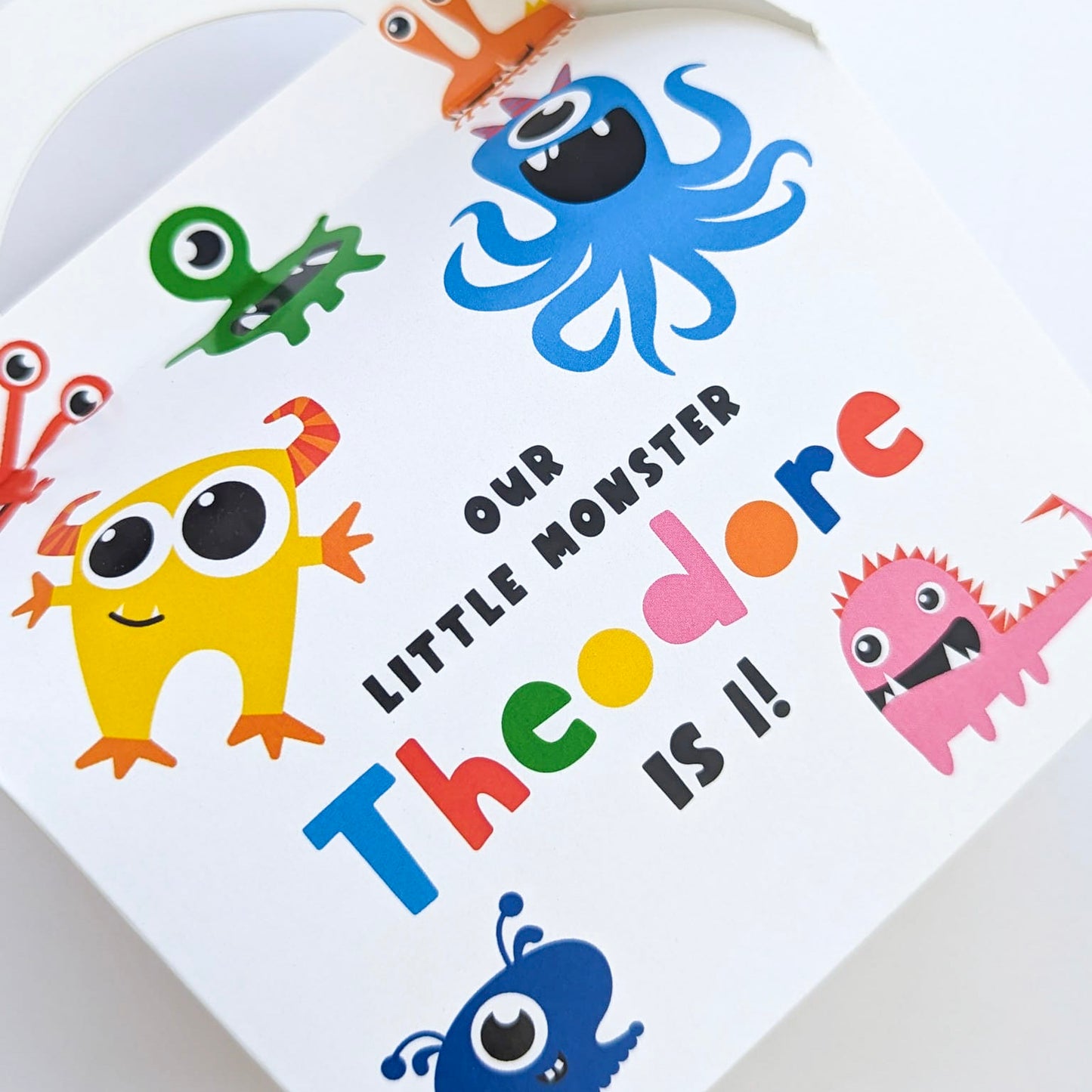 LITTLE MONSTERS Unisex Personalised Children’s Party Box Gift Bag Favour