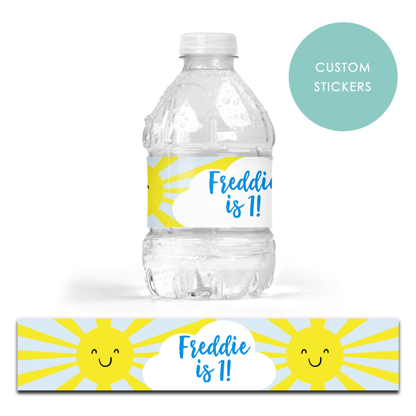 DRINK LABEL STICKERS x 7 Personalised Ray of Sunshine First Trip around the sun