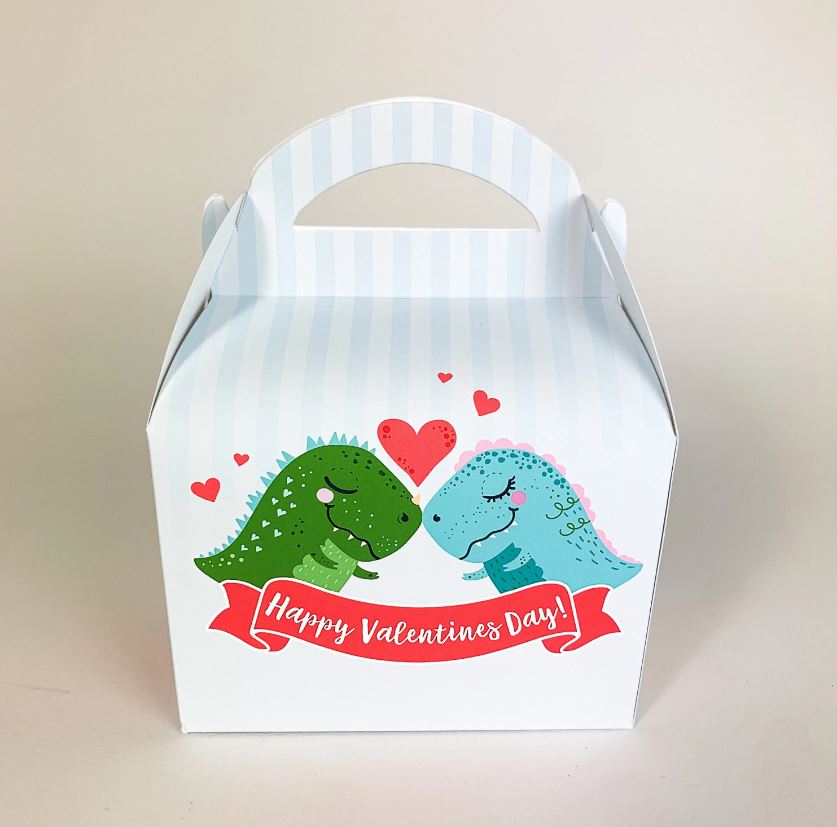 VALENTINES DAY Dino-Mite Dinosaur Personalised Treat Boxes Gift Bags