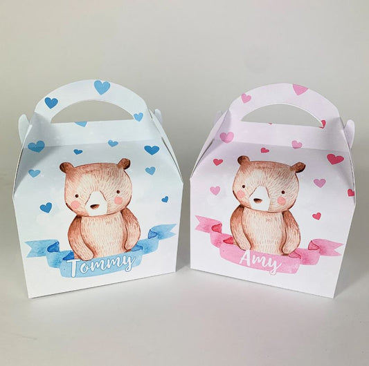 VALENTINES DAY Teddy Bears Cute Personalised Treat Boxes Gift Bags