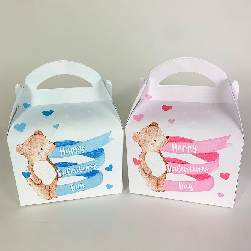 VALENTINES DAY Teddy Bears Cute Personalised Treat Boxes Gift Bags