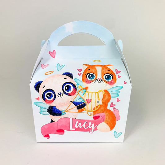 VALENTINES DAY Cute Cupid Animals Personalised Treat Boxes Gift Bags