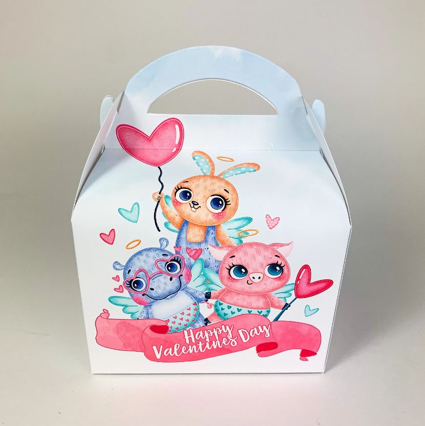 VALENTINES DAY Cute Cupid Animals Personalised Treat Boxes Gift Bags