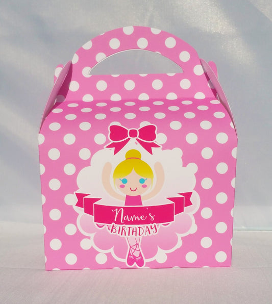 Ballerina Princess Personalised Children’s Party Box Gift Bag Favour