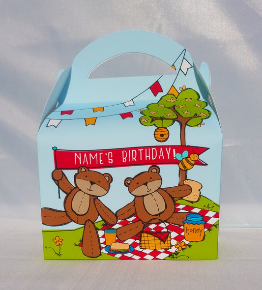 Teddy Bears' Picnic Personalised Children’s Party Box Gift Bag Favour
