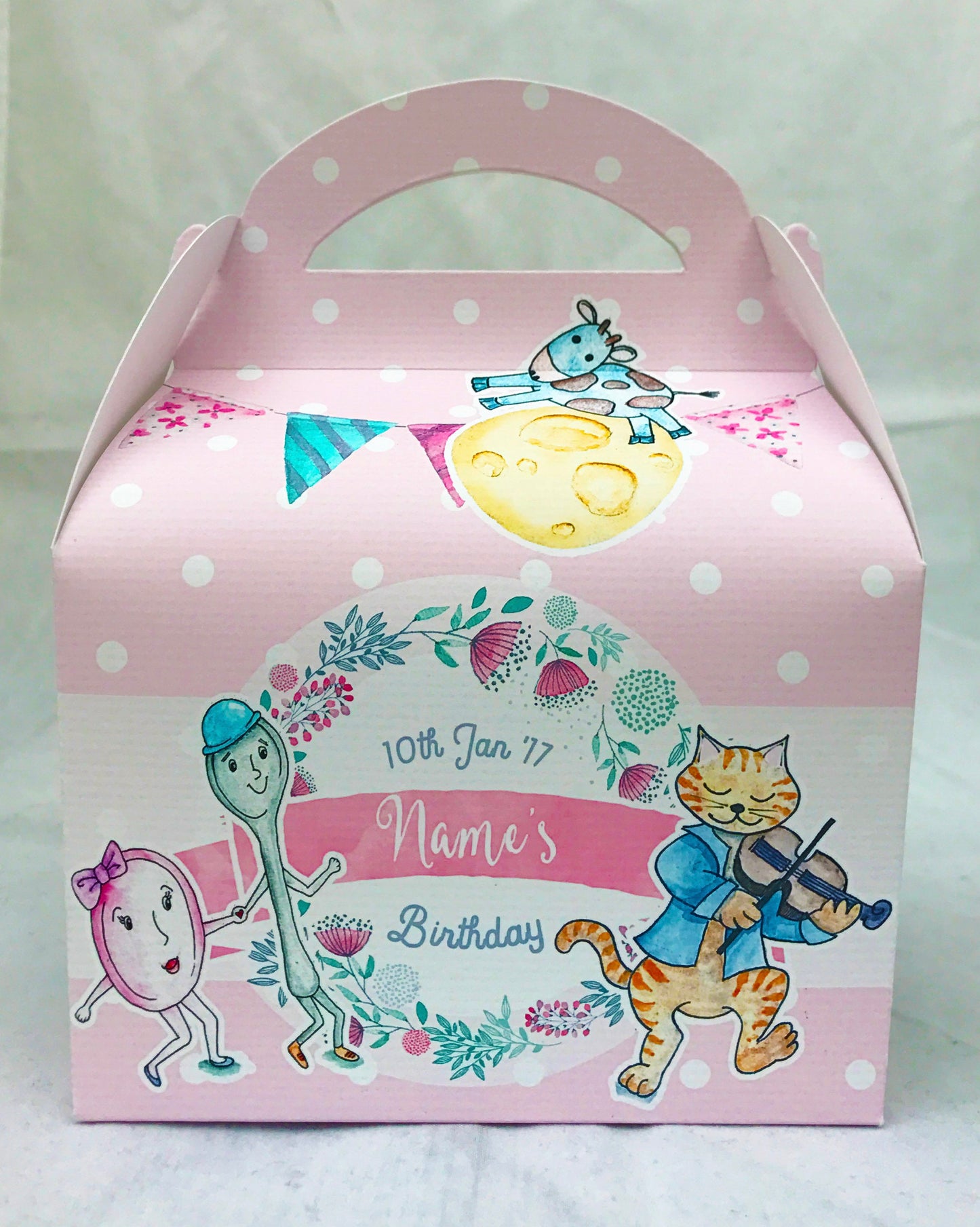 Watercolour Nursery Rhymes Children’s Party Box Gift Bag Favour