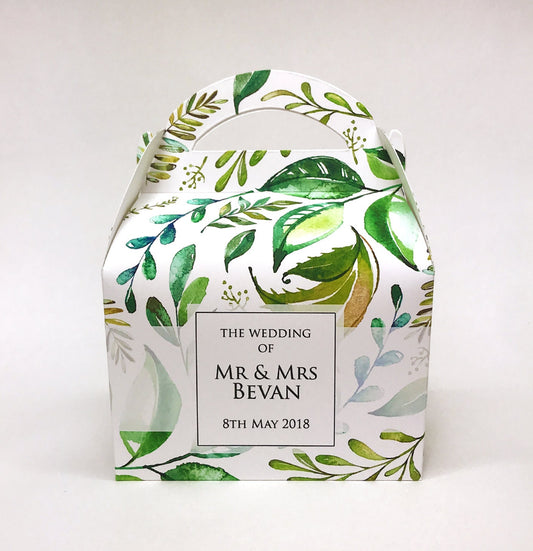 Leaves Floral Personalised  Wedding Favour Boxes Hen Party Bridal Shower Gift Box