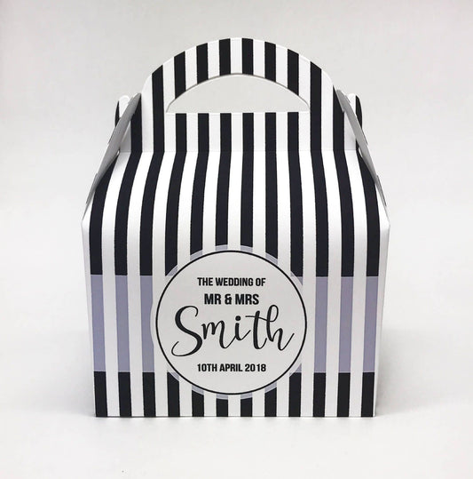 Wedding Monochrome Stripes Personalised Wedding Favour Boxes Hen Party Bridal Shower Gift Box