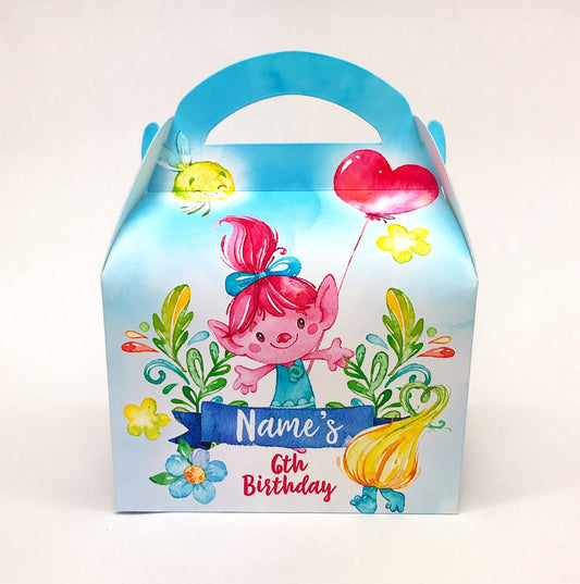 Trolls Watercolour Personalised Children’s Party Box Gift Bag Favour