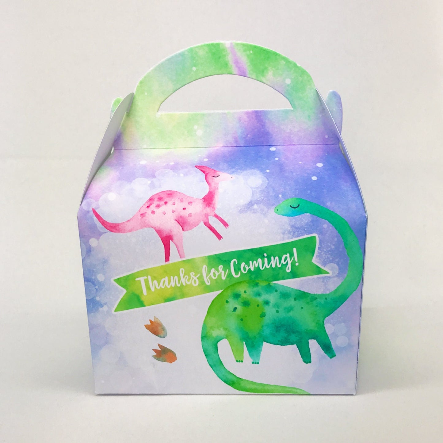 Dinosaurs Watercolour Personalised Children’s Party Box Gift Bag Favour