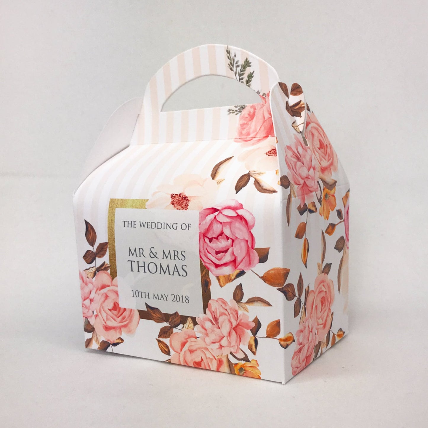 WEDDING Personalised Rose and Gold Floral Wedding Favour Boxes Hen Party Bridal Shower Gift Box