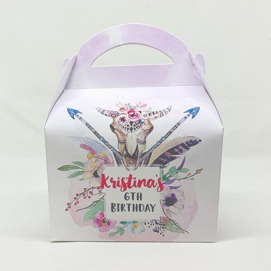 Boho Tribal theme children’s personalised party boxes Hen Party Baby Shower Favour Gift Box