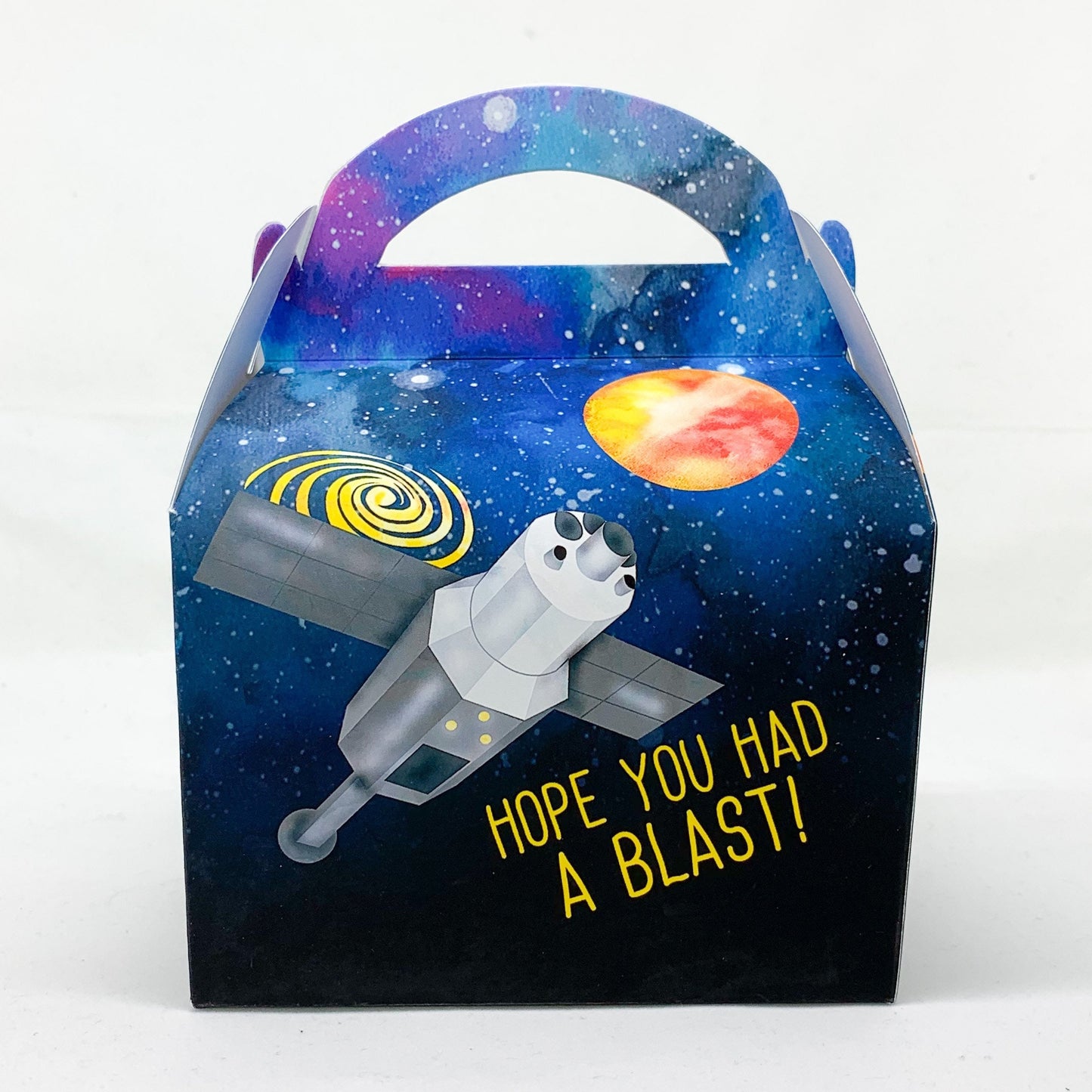 SPACE Astronauts rockets galaxy Personalised Children’s Party Box Gift Bag Favour