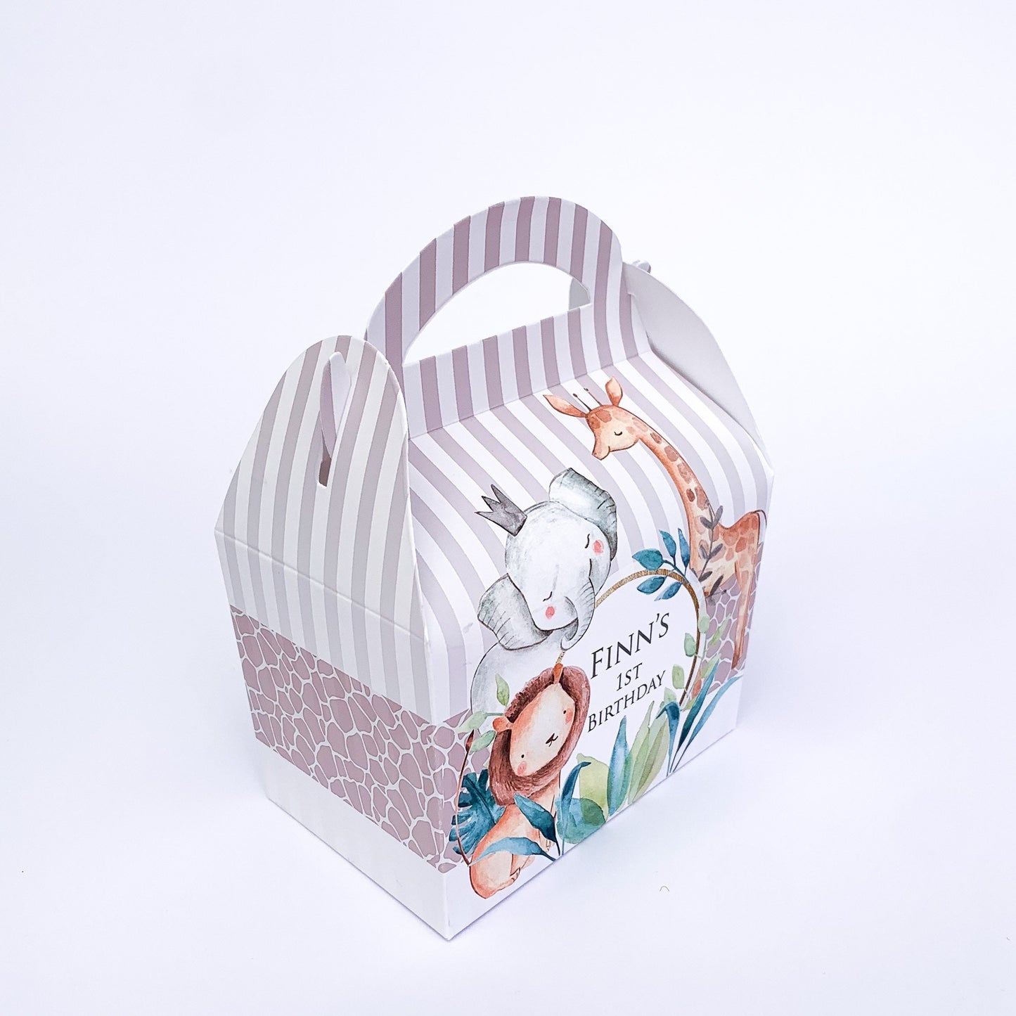 Jungle Boho Safari animals Personalised Children’s Party Box Gift Bag Favour