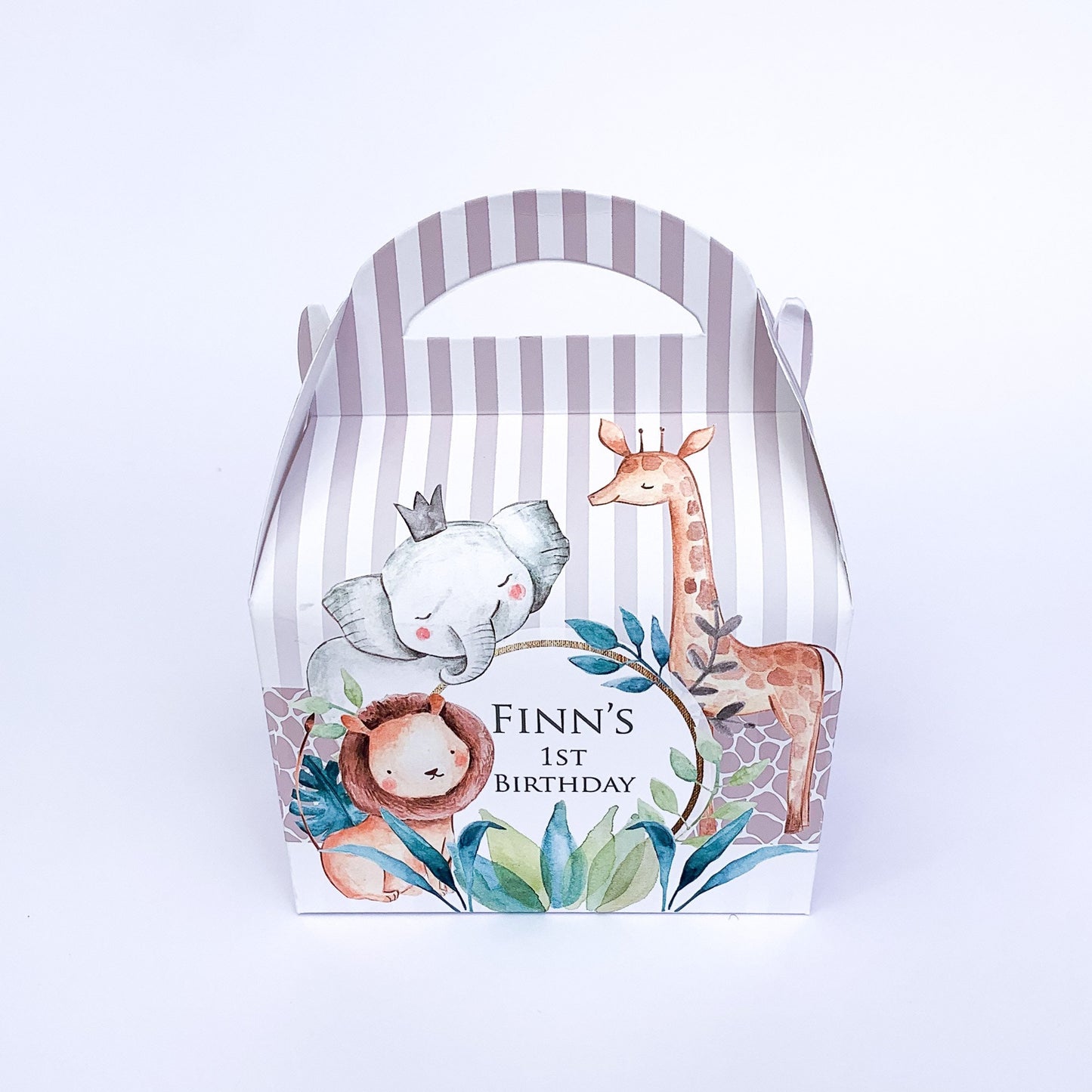 Jungle Boho Safari animals Personalised Children’s Party Box Gift Bag Favour