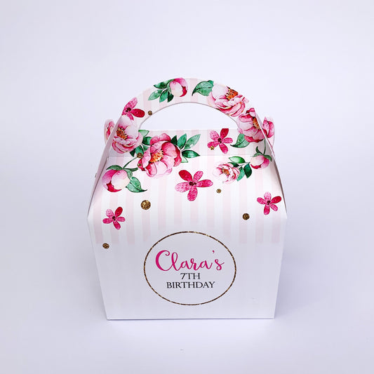 Pink Floral Bridal Shower Hen Party Wedding Children's Gift Treat Box favour