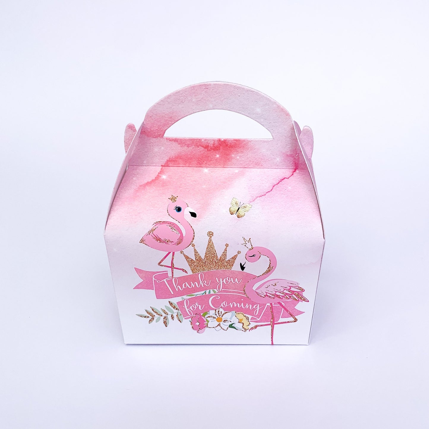 Flamingo watercolour Personalised Children’s Party Box Gift Bag Favour