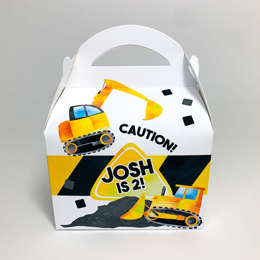 Construction and Diggers Personalised Children’s Party Box Gift Bag Favour