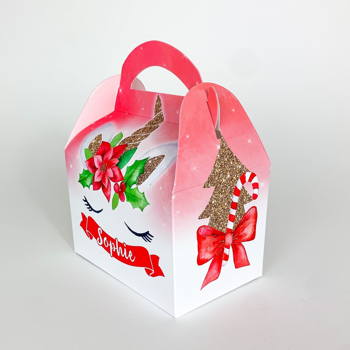 CHRISTMAS Personalised Unicorn Christmas Treat Boxes Advent Party Box favours