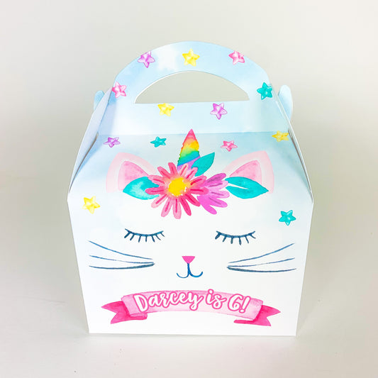 Caticorns Kittycorns Personalised Children’s Party Box Gift Bag Favour