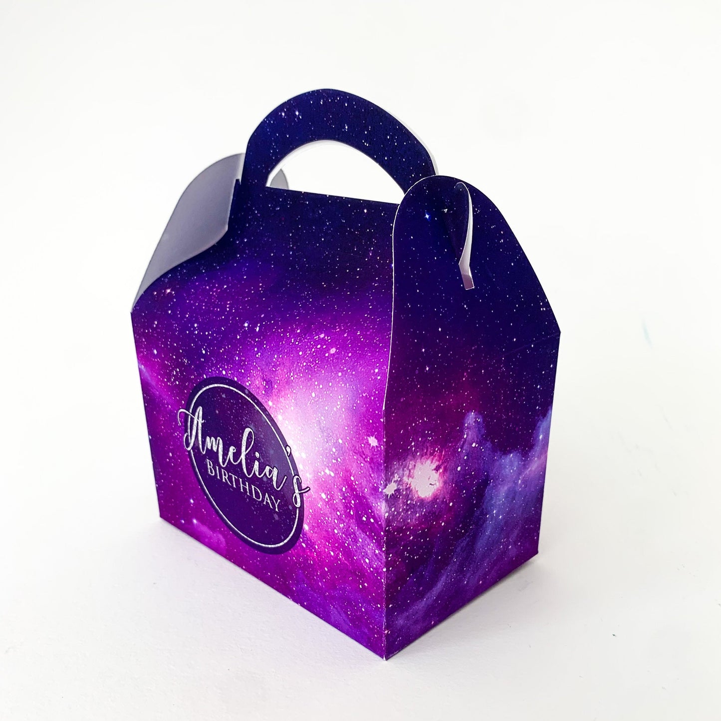 Space rockets galaxy Personalised Children’s Party Box Gift Bag Favour