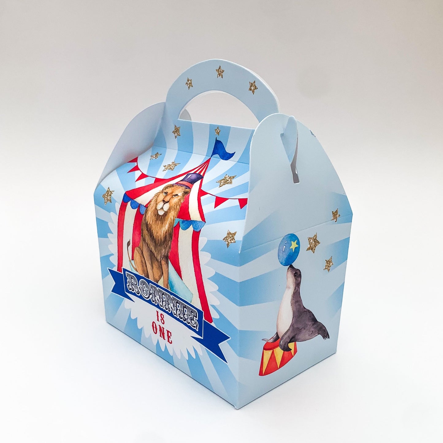 Circus Carnival Animals Personalised Children’s Party Box Gift Bag Favour