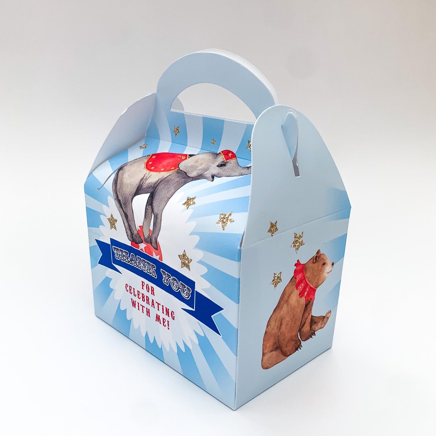 Circus Carnival Animals Personalised Children’s Party Box Gift Bag Favour