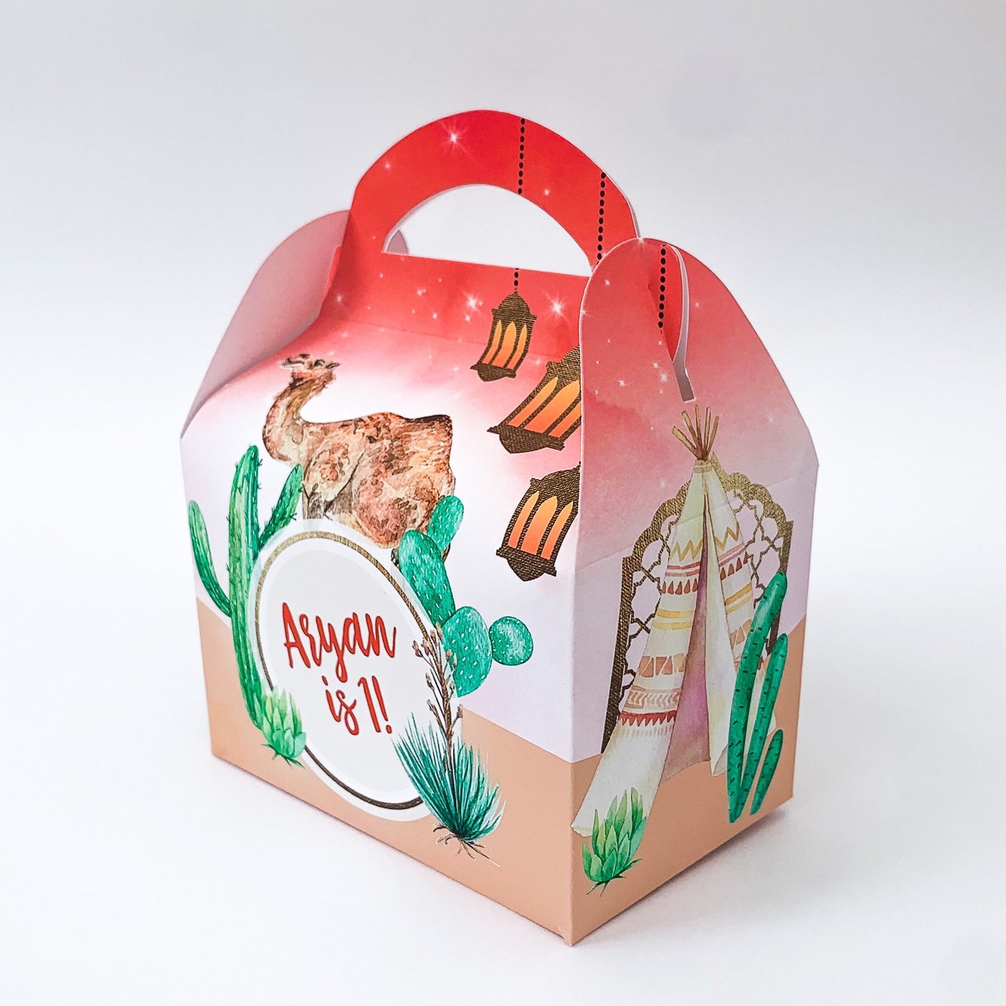 Arabian nights desert Sahara Personalised Children’s Party Box Gift Bag Favour