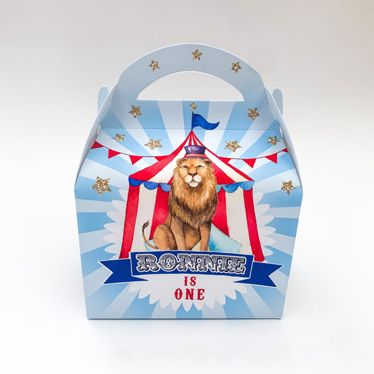 Circus Carnival Animals Personalised Children’s Party Box Gift Bag Favour