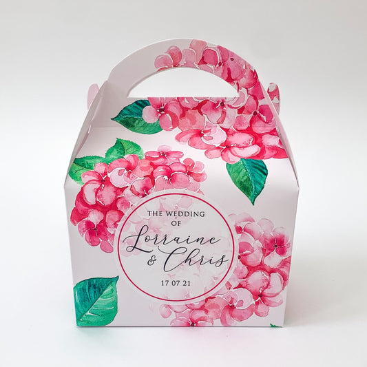 Pink hydrangea Personalised Party Favour Gift Box Bridal Baby Shower Hen Do Wedding Celebration