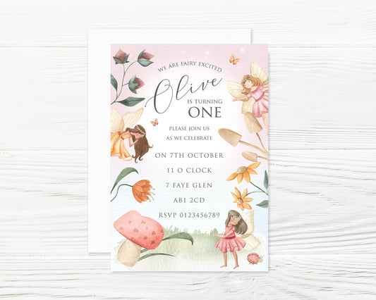Personalised Fairies Fairy Woodland Wonderland Party Invitations and Envelopes x 8