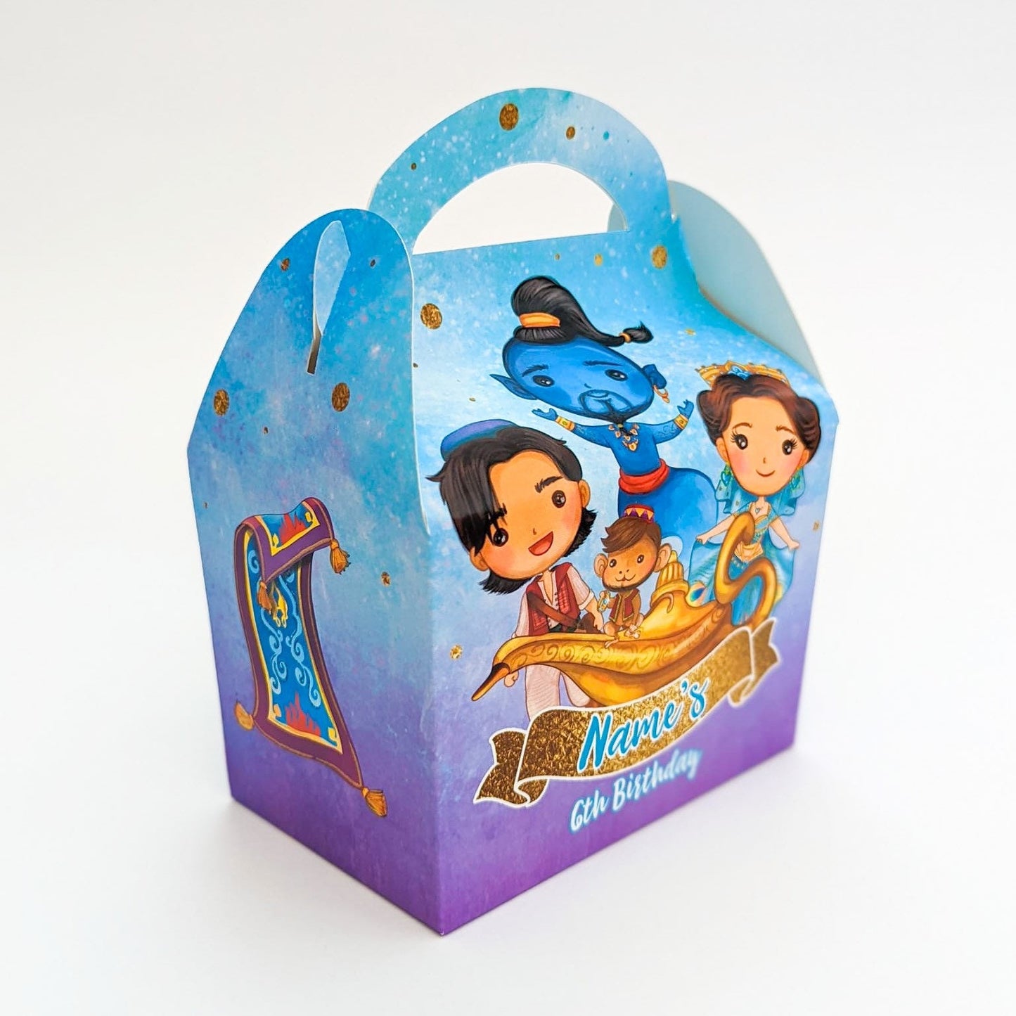 Aladdin Inspired Watercolour Personalised Children’s Party Treat Box