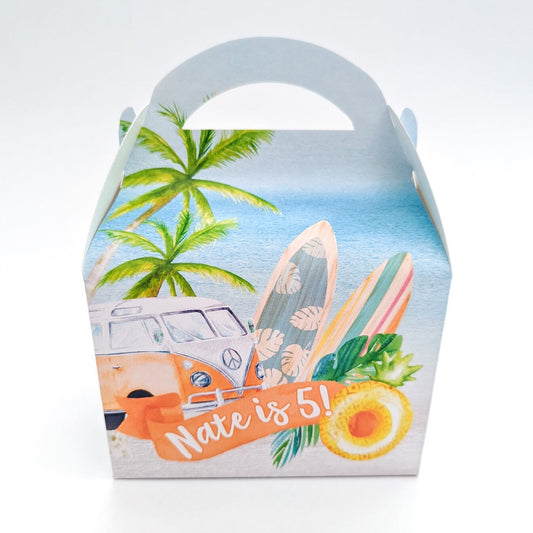 Beach Days Seaside Ocean Tropical Personalised Children’s Party Box Gift Bag Favour