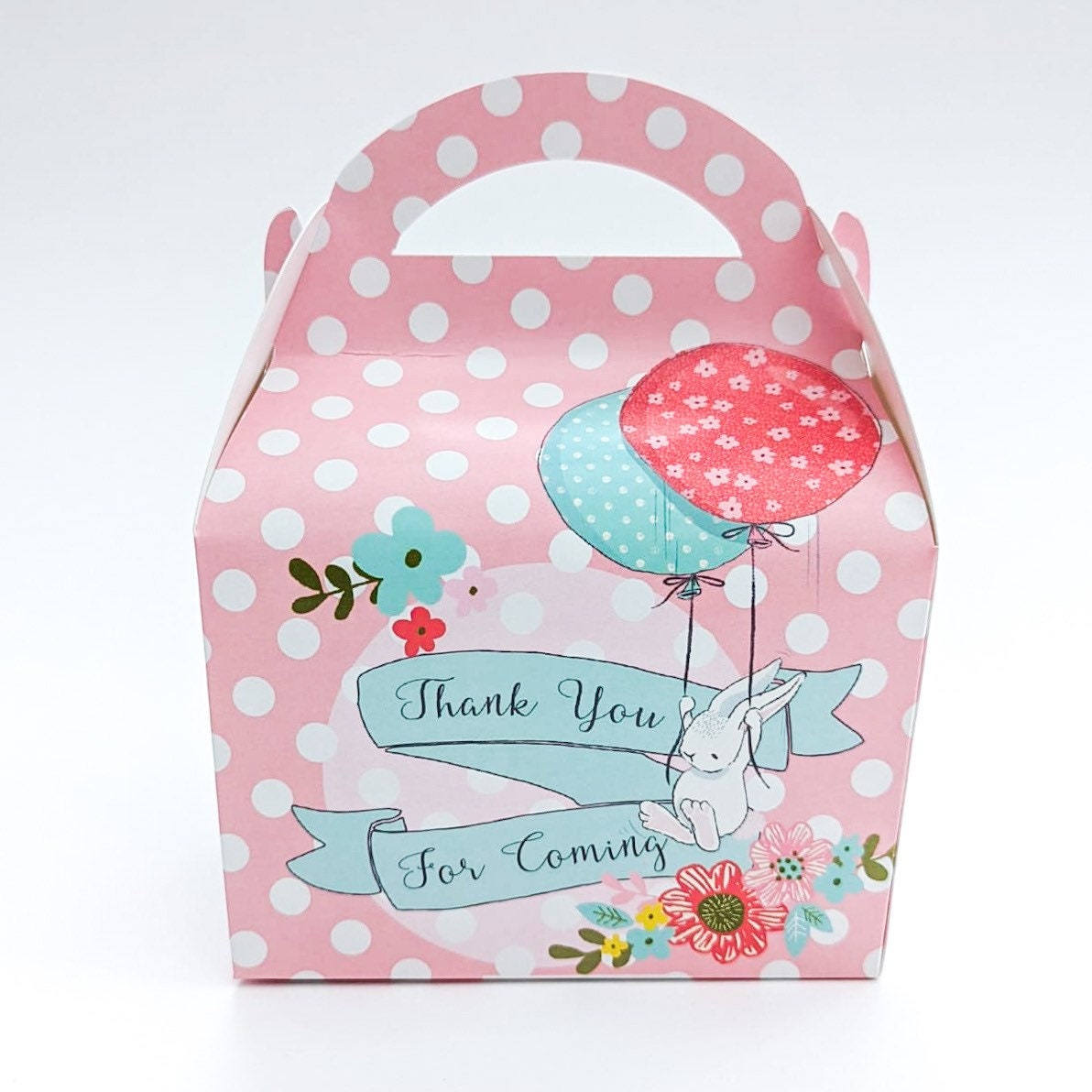 Bunny Rabbit Floral balloons Personalised Children’s Party Box Gift Bag Favour