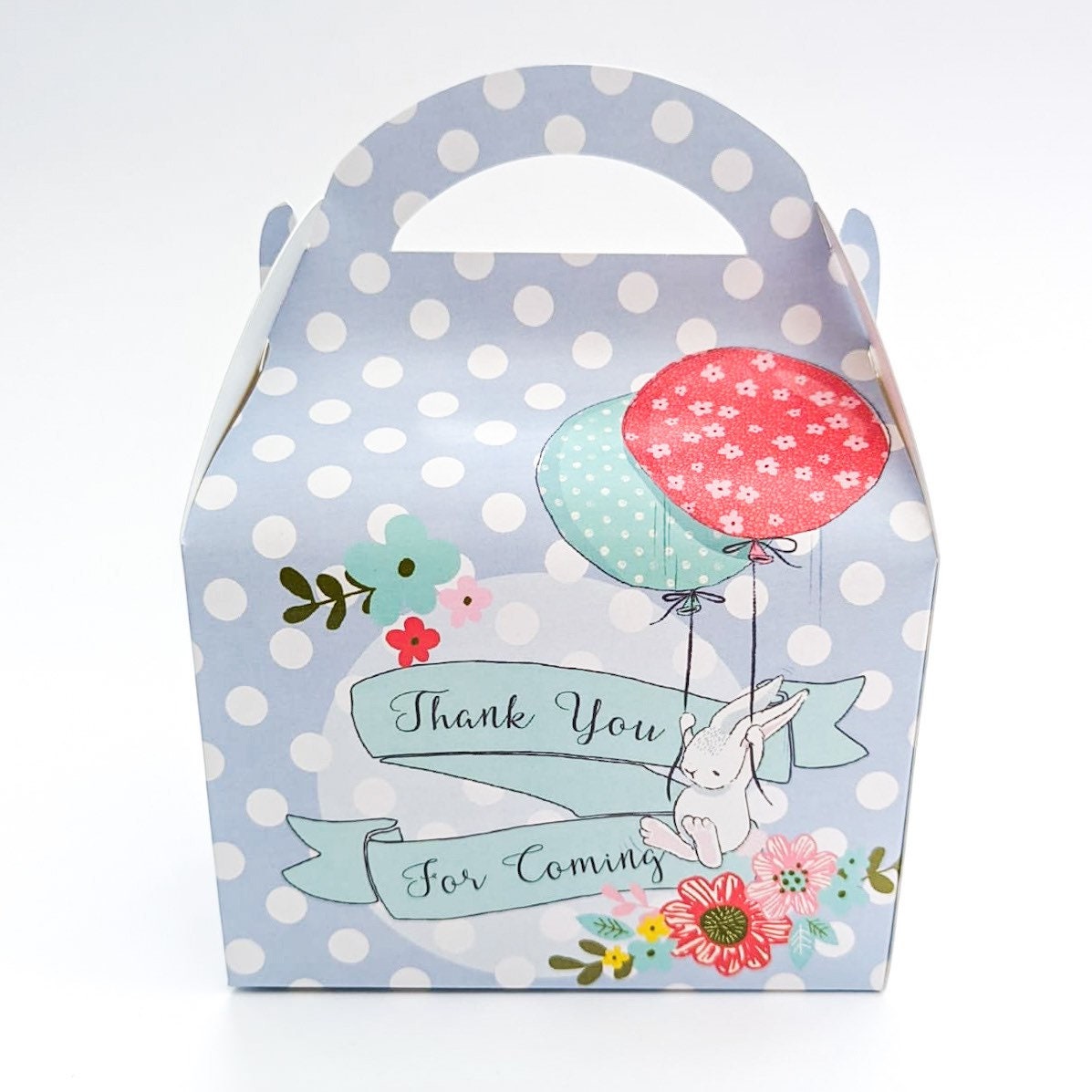Bunny Rabbit Floral balloons Personalised Children’s Party Box Gift Bag Favour