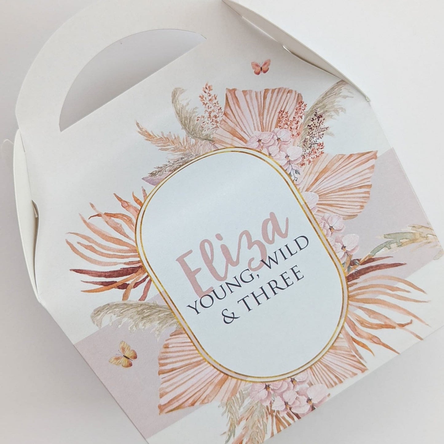 Watercolour boho floral  Personalised Children’s Party Box Gift Bag Favour