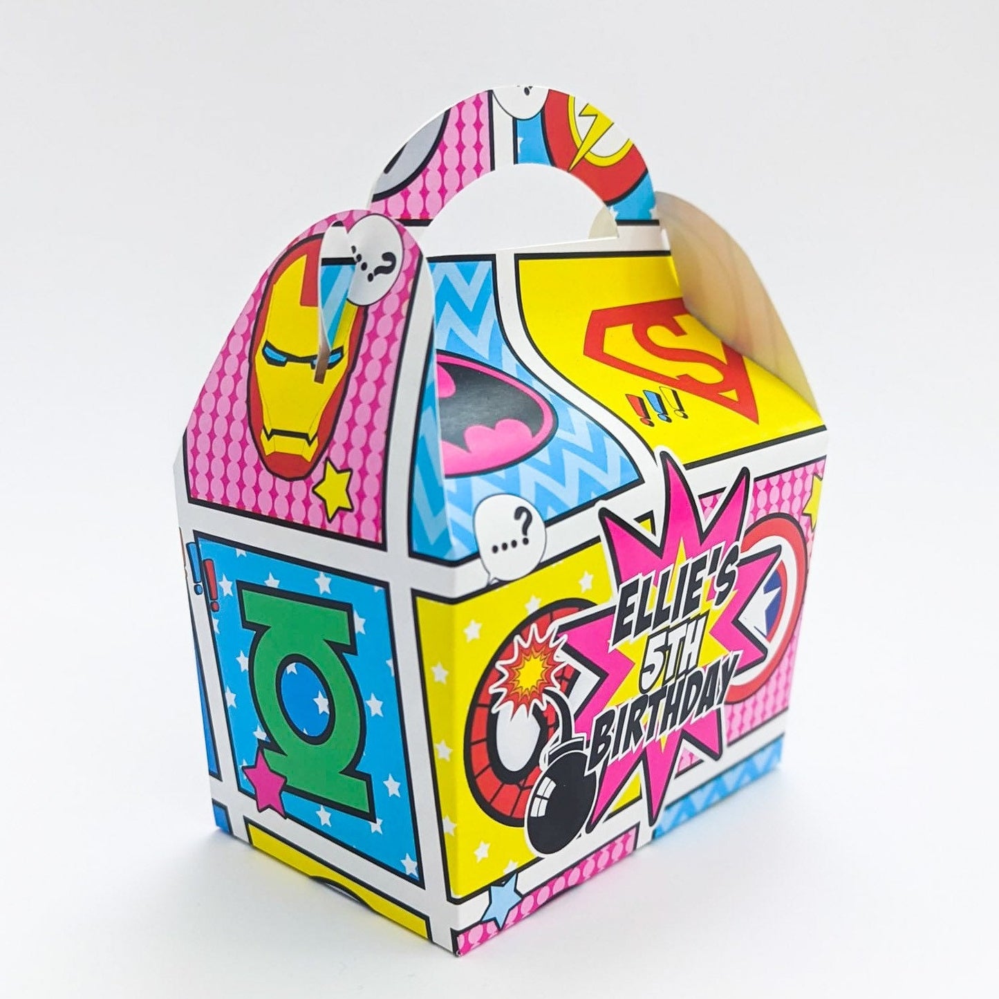 Comic Book Superhero Girls Personalised Children’s Party Box Gift Bag Favour