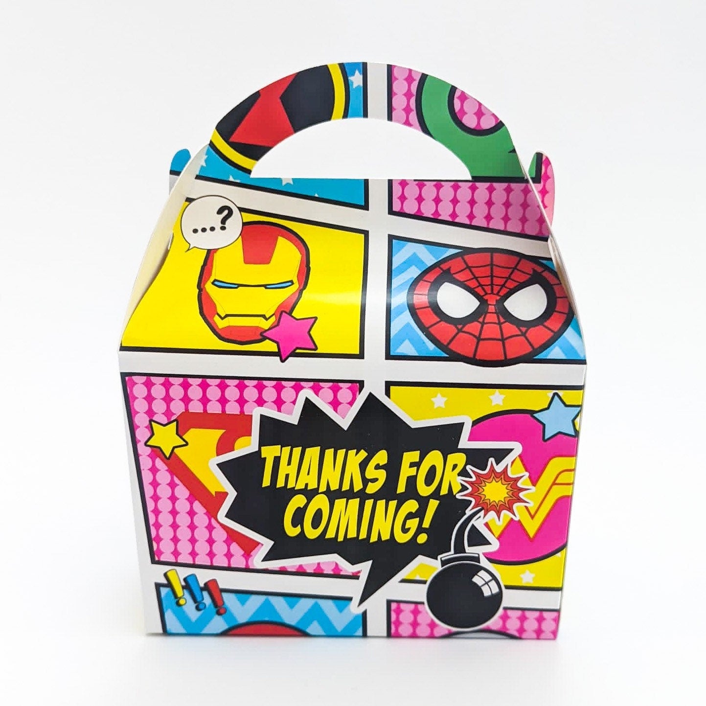 Comic Book Superhero Girls Personalised Children’s Party Box Gift Bag Favour
