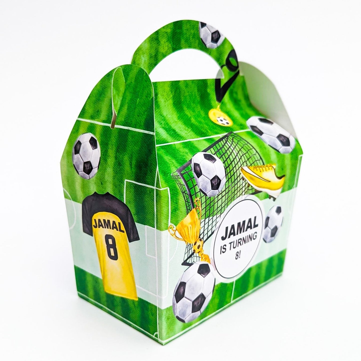 Football team soccer Personalised Children’s Party Box Gift Bag Favour