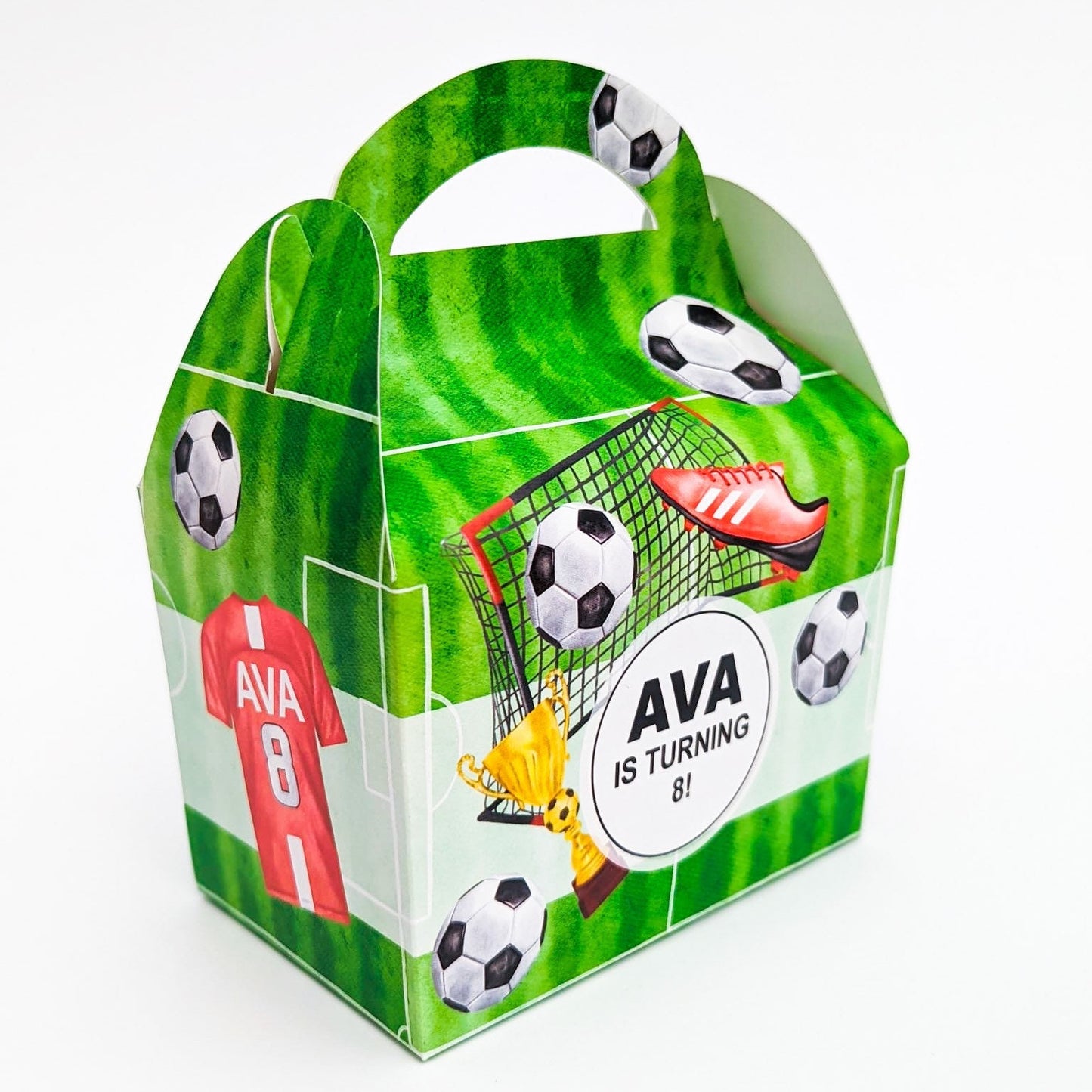Football team soccer Personalised Children’s Party Box Gift Bag Favour