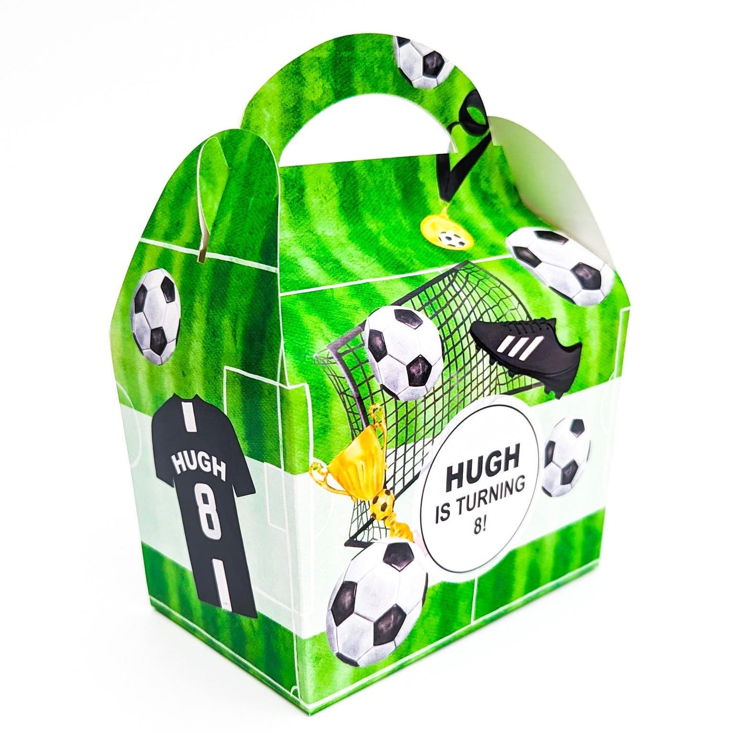 Football team soccer Personalised Children’s Party Box Gift Bag Favour