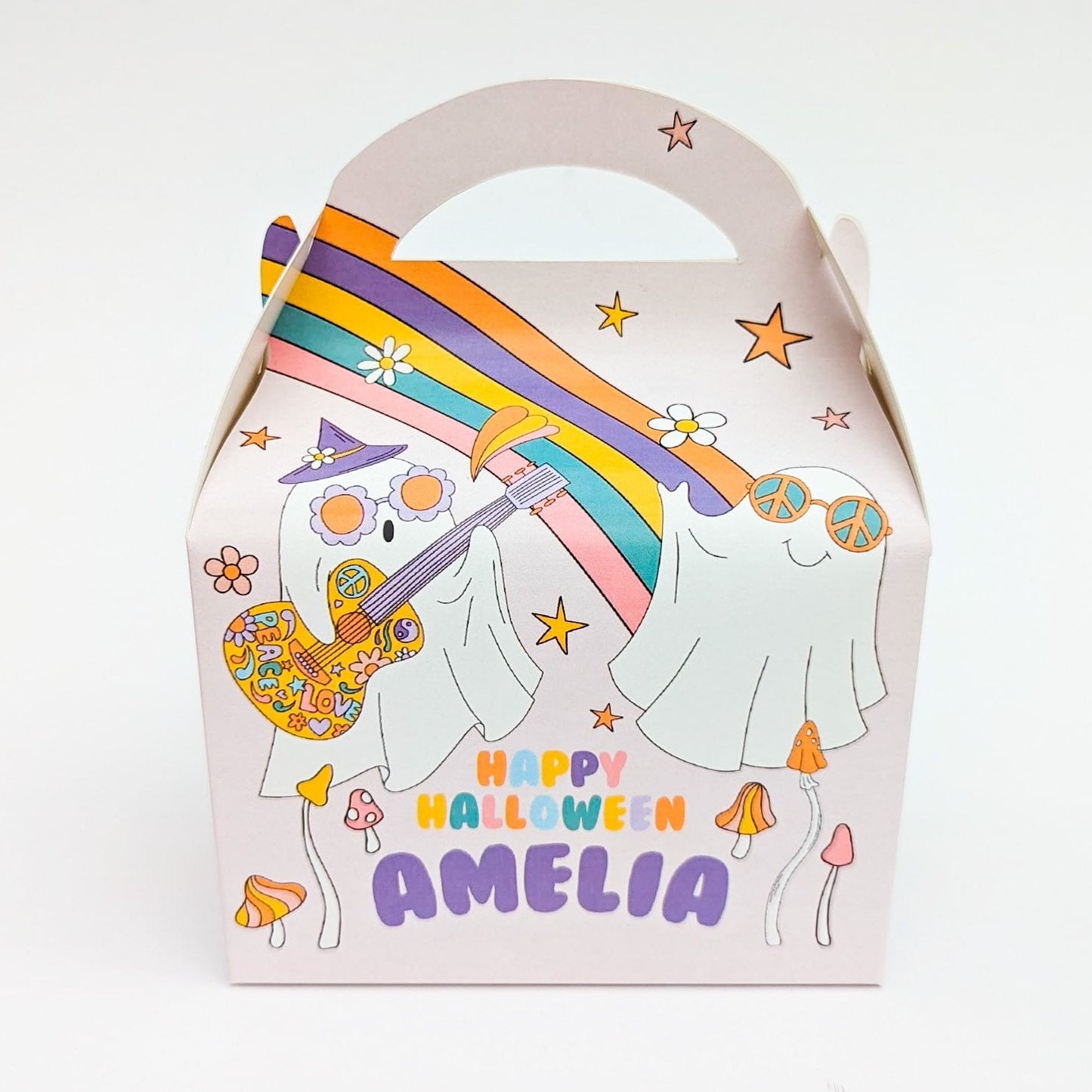 HALLOWEEN Hippie cute watercolor Personalised Children’s Party Box Gift Bag Favour