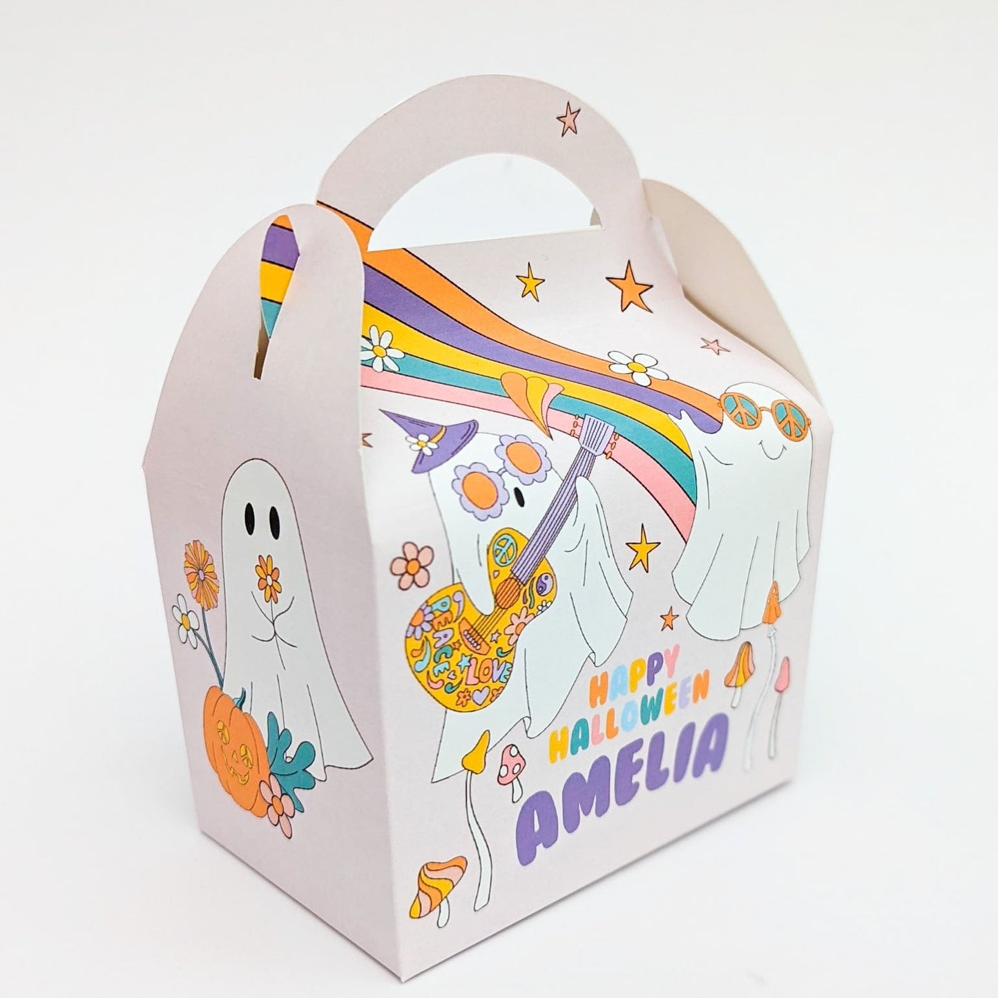 HALLOWEEN Hippie cute watercolor Personalised Children’s Party Box Gift Bag Favour