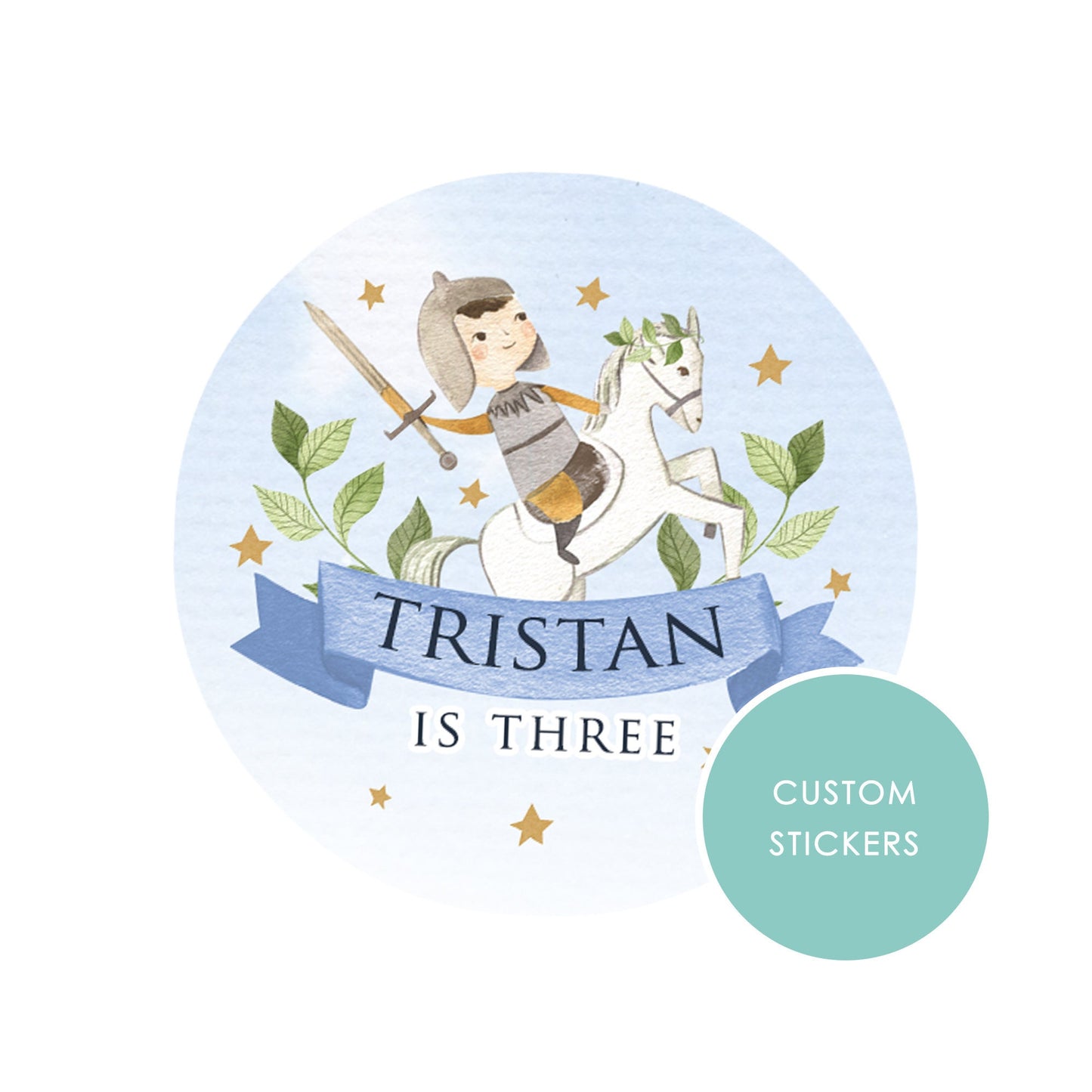 PERSONALISED STICKERS Multiple sizes Knights and Dragons Fairytale Sweet Cone Gift label Trick or Treat