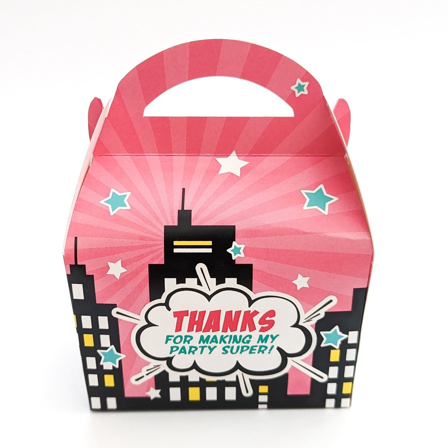 Comic Book Superhero Girls Personalised Children’s Party Box Gift Bag Favour