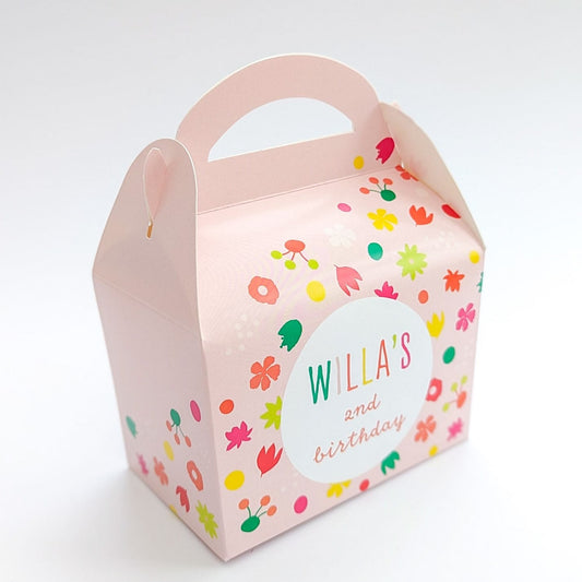 Colourful Floral Personalised Children’s Party Box Wedding Bridal Shower Baby Shower Gift Bag Favour