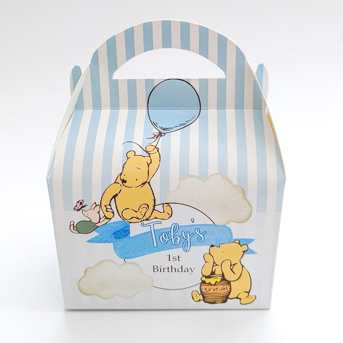 Winnie the Pooh classic floral Personalised Children’s Party Box Gift Bag Favour