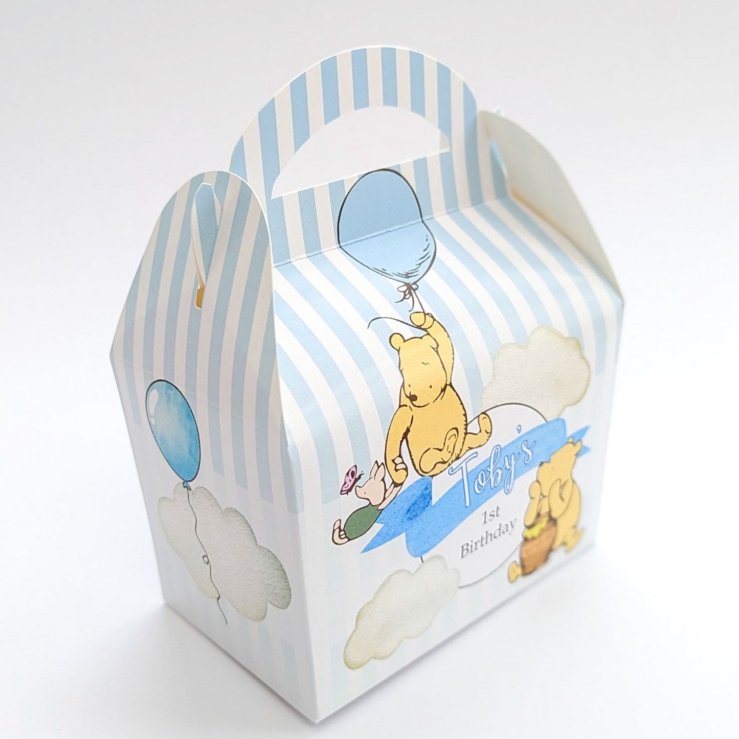 Winnie the Pooh classic floral Personalised Children’s Party Box Gift Bag Favour