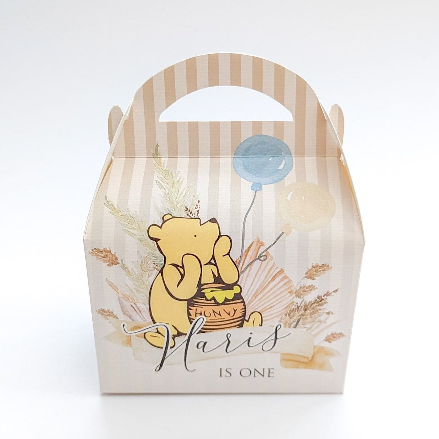 Winnie the Pooh classic floral Personalised Children’s Party Box Gift Bag Favour