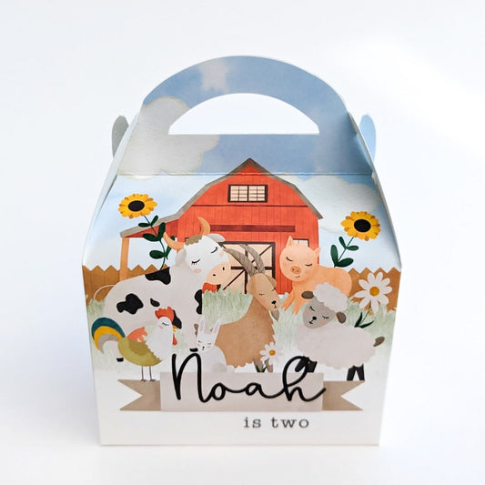 FARM Animals Personalised Children’s Party Box Gift Bag Favour